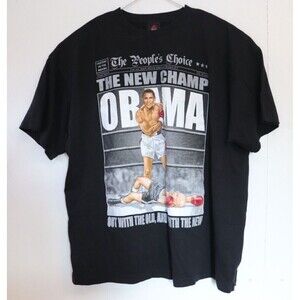 Vintage Y2K Barack Obama‎ T Shirt The New Champ Muhammad Ali 2XL Boxing Rap Tee